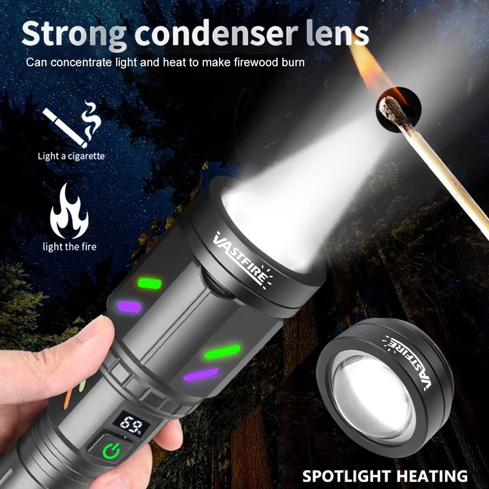 Powerful White Laser LEP Flashlight Torch Zoom USB Rechargeable Burning Light US