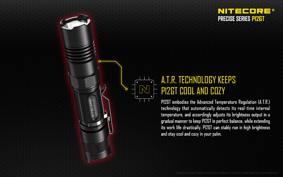 Nitcore P12GT Flashlight XP-L HI V3 1000Lm w/8x FREE Eco-Sensa CR123A Batteries
