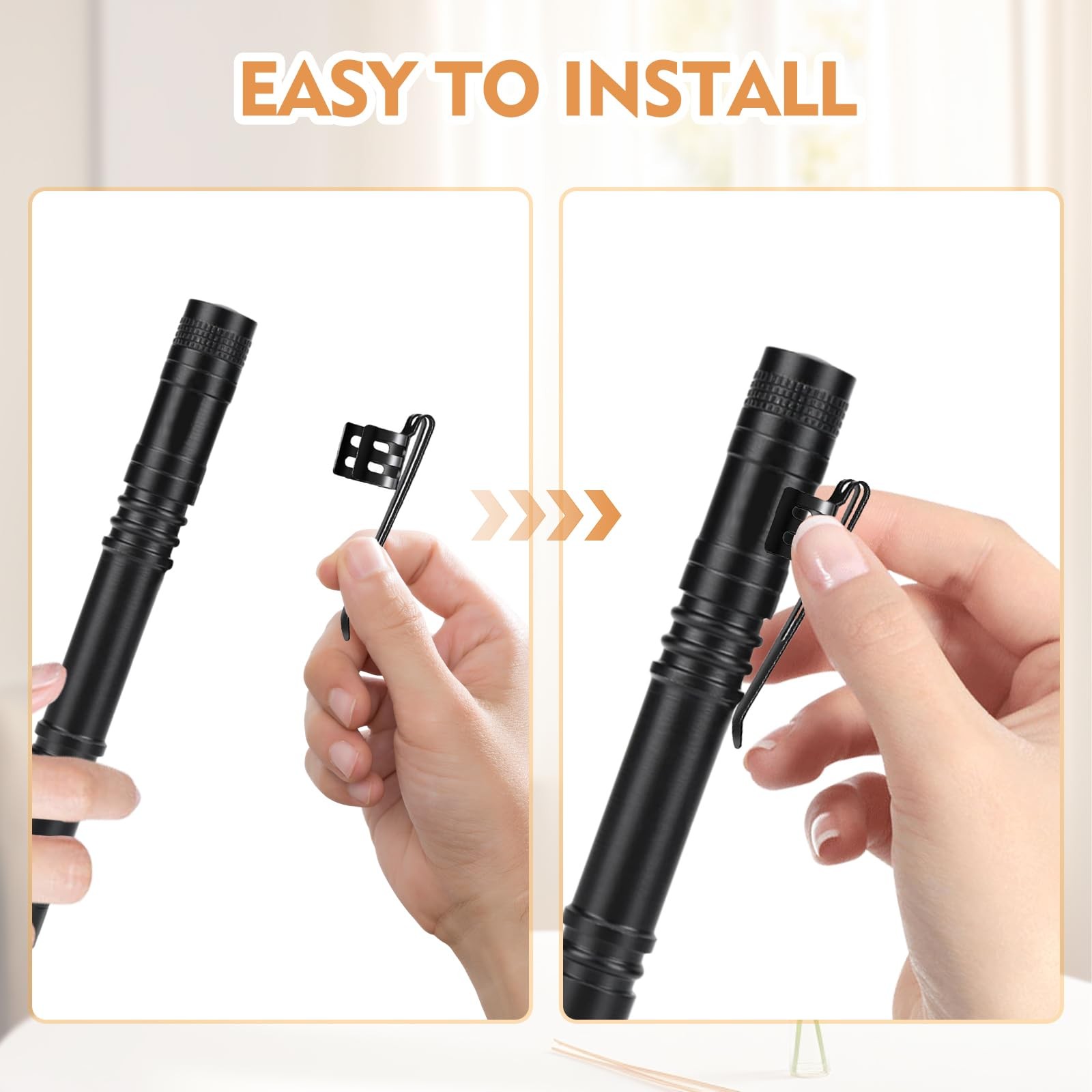 20 Pieces Replacement Flashlight Clip for Removable Accessories, Black Pocket…