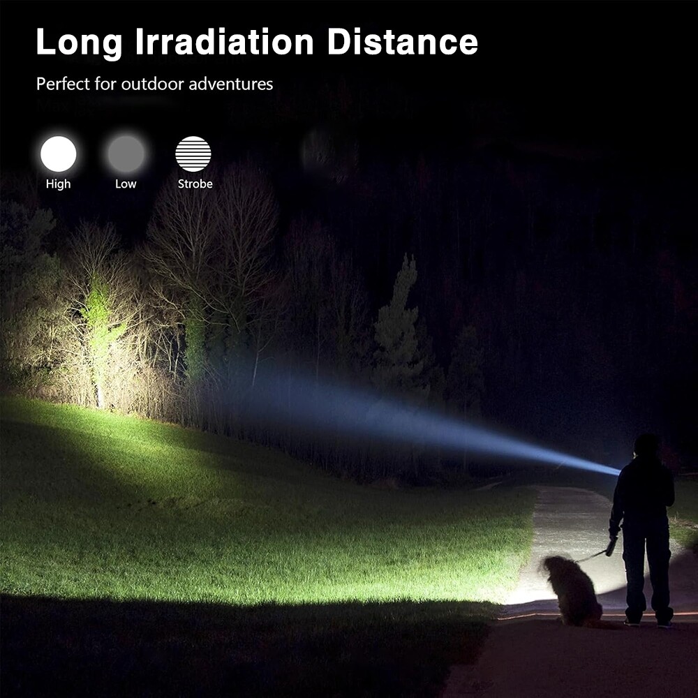 2 Pack LED Super Bright Flashlight Torch Tactical Lamp Zoomable 3 Modes Camping
