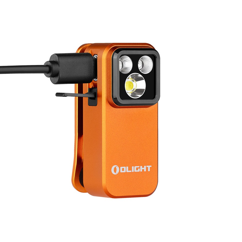 Olight Oclip Pro S Black & Orange EDC Clip Flashlights w/Headlamp Strap, 600 Lum