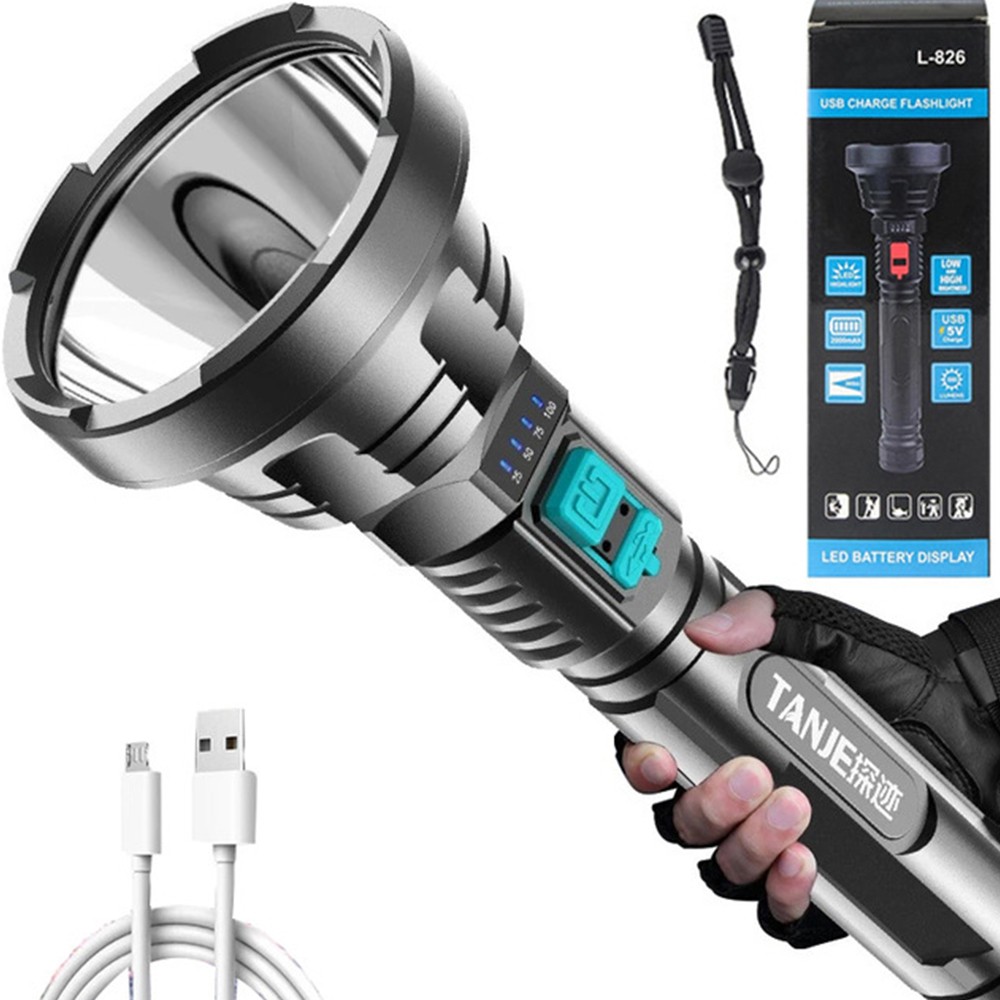 USB Rechargeable LED Flashlight Waterproof IPX6 Tactical Torch 3 Modes Outdoor