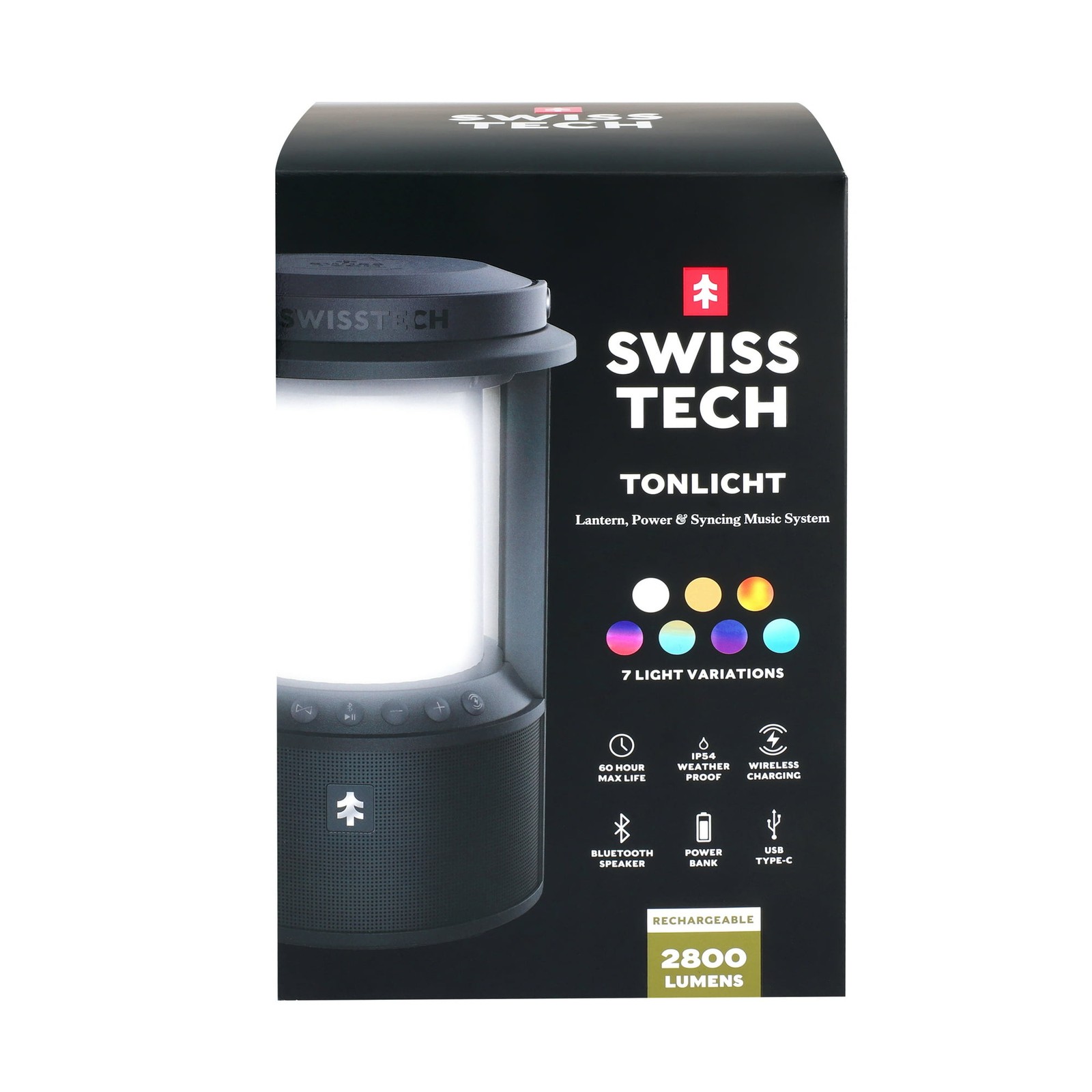 Swiss Tech Smart LED Lantern & Bluetooth Speaker, 2800 Lumen, Rechargeable Outdo