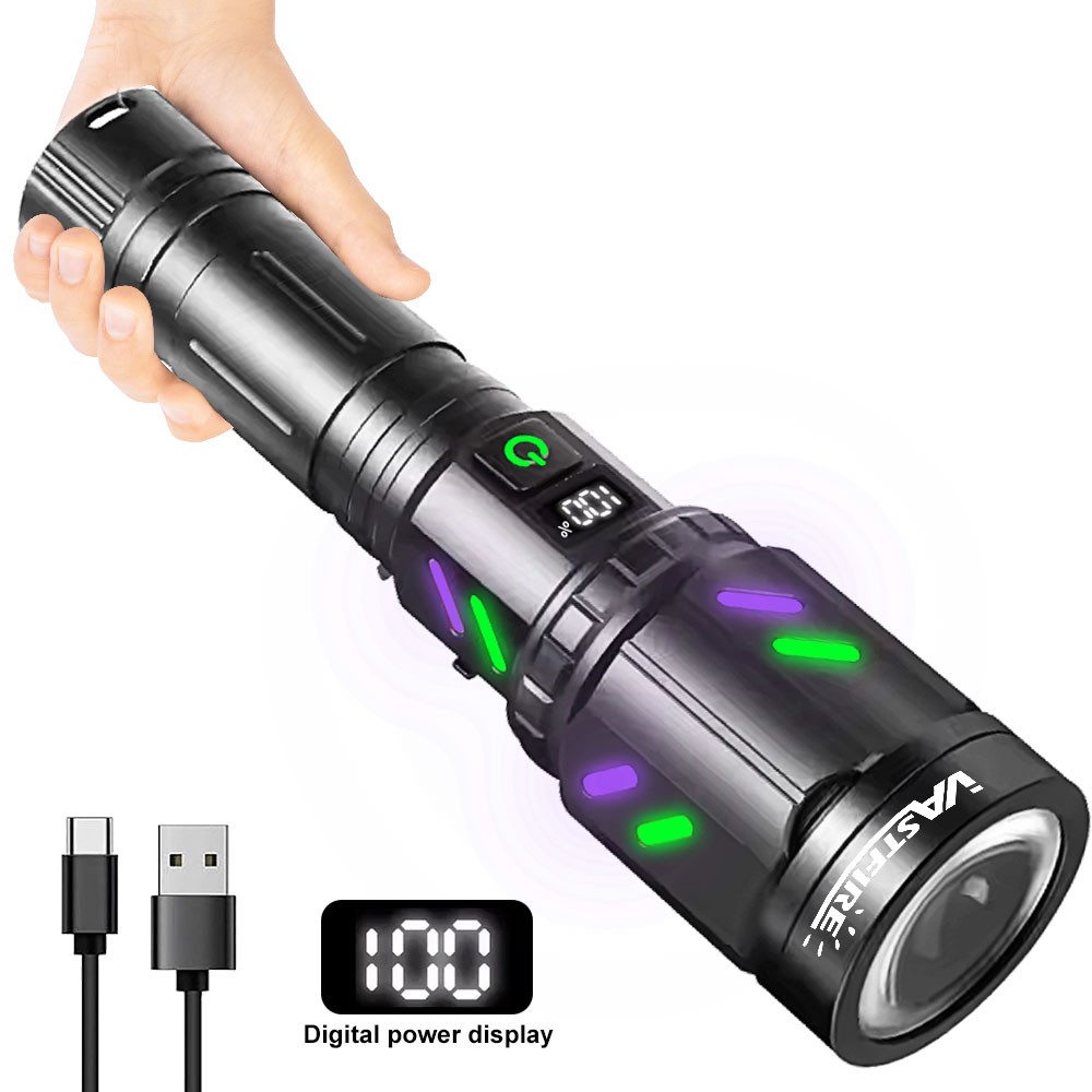 Powerful White Laser LEP Flashlight Torch Zoom USB Rechargeable Burning Light US