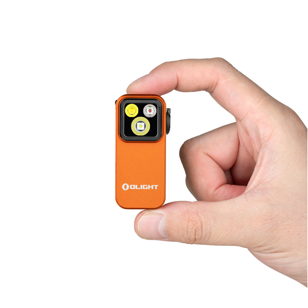 Olight Oclip Pro Orange Clip on Flashlight, Floodlight Spotlight/Red Light, 500L