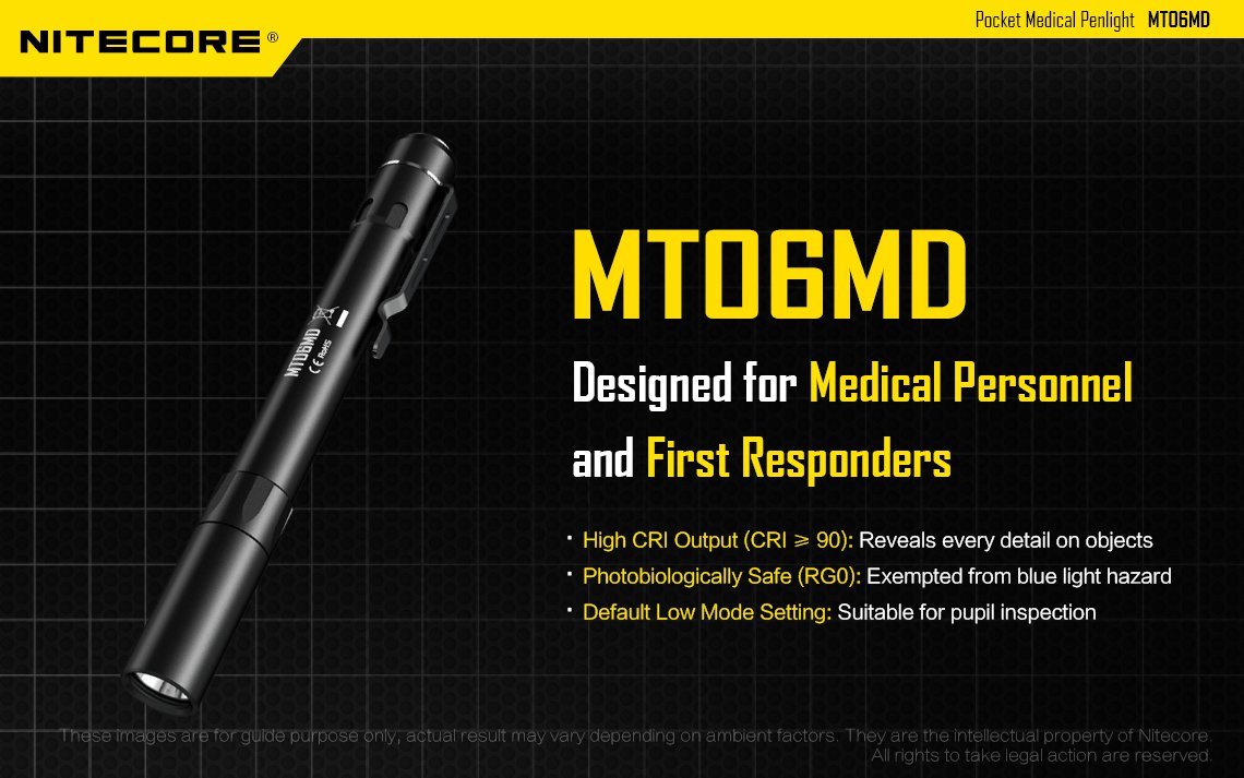 Nitecore MT06MD 180 Lumen 2xAAA High CRI Nichia LED Medical Penlight Flashlight
