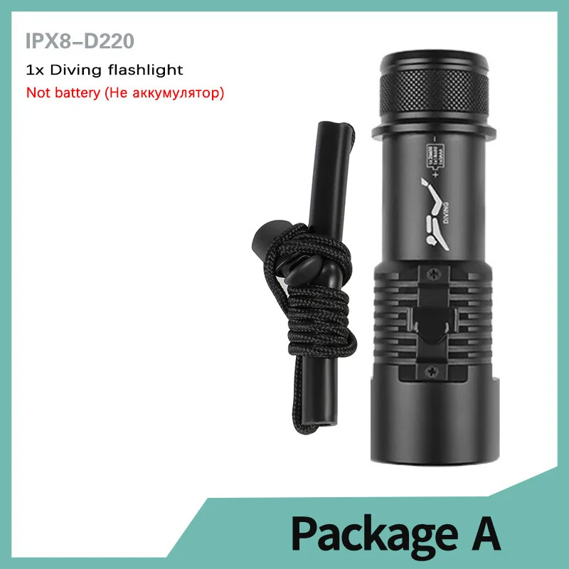Super Bright Diving Flashlight P70 LED IPX8 Waterproof Professional Diving Light