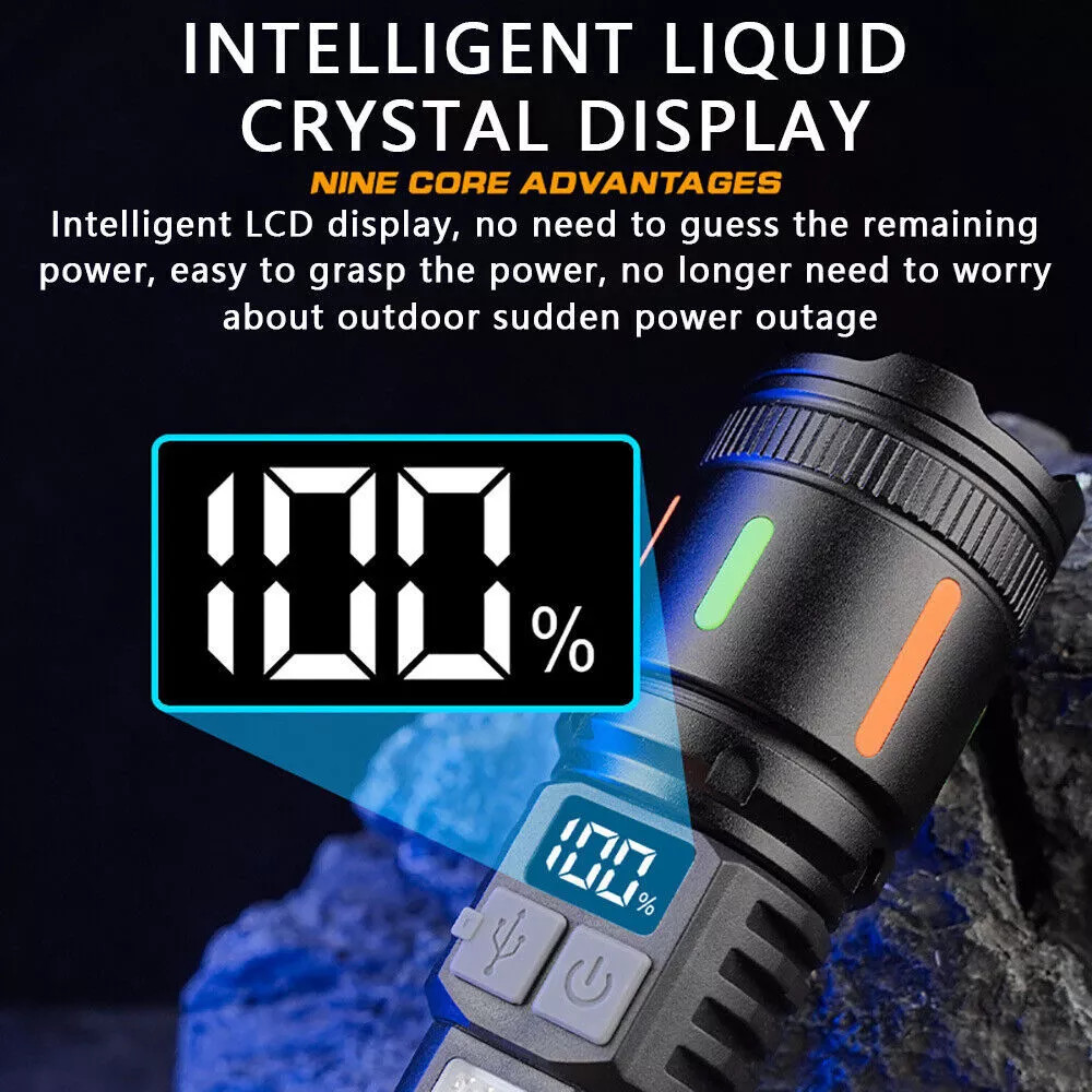 Super Bright 1-4X 1000000 Lumen LED Tactical Flashlight Rechargeable Work Light