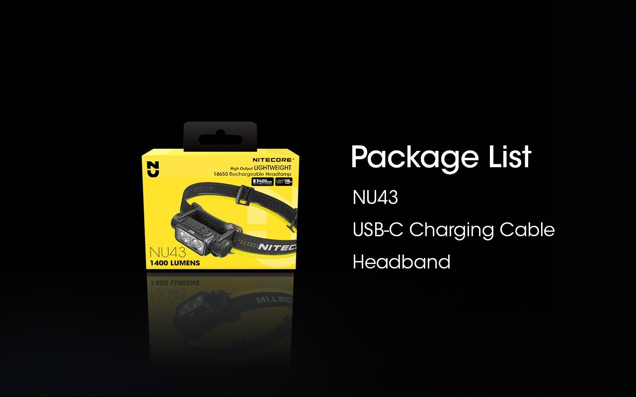 NITECORE NU43 Headlamp 1400LM LED Headlight Lightweight USB-C Rechargeable Light