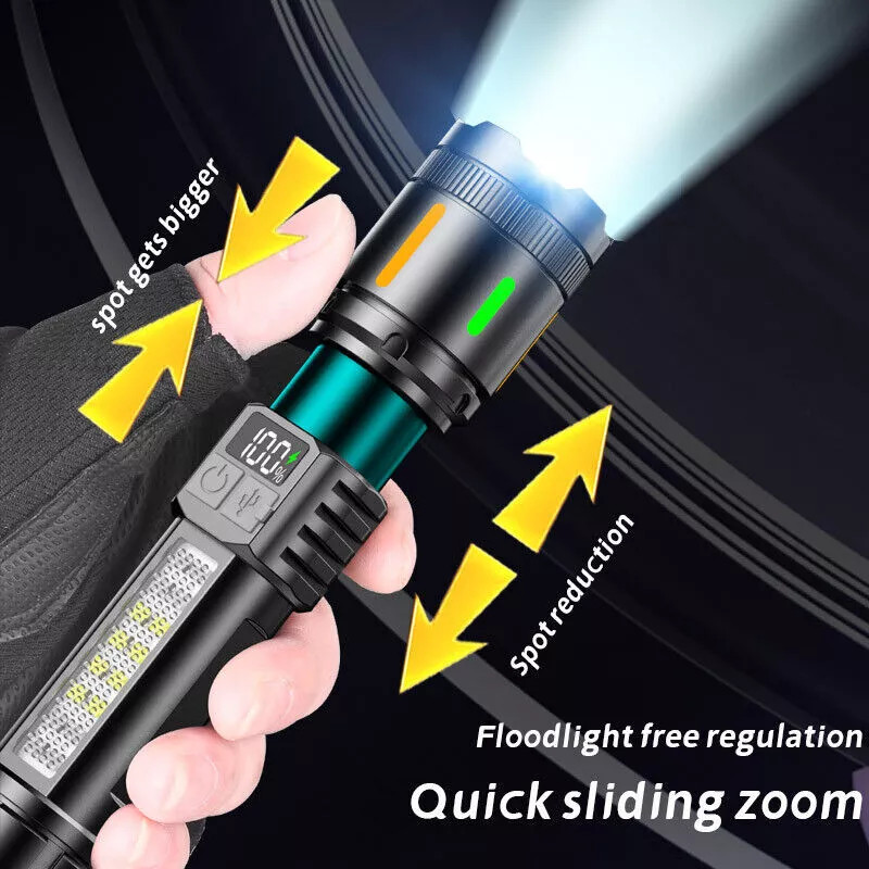 4X 350000000 Lumen Super Bright Tactical Flashlight Rechargeable LED Work Light