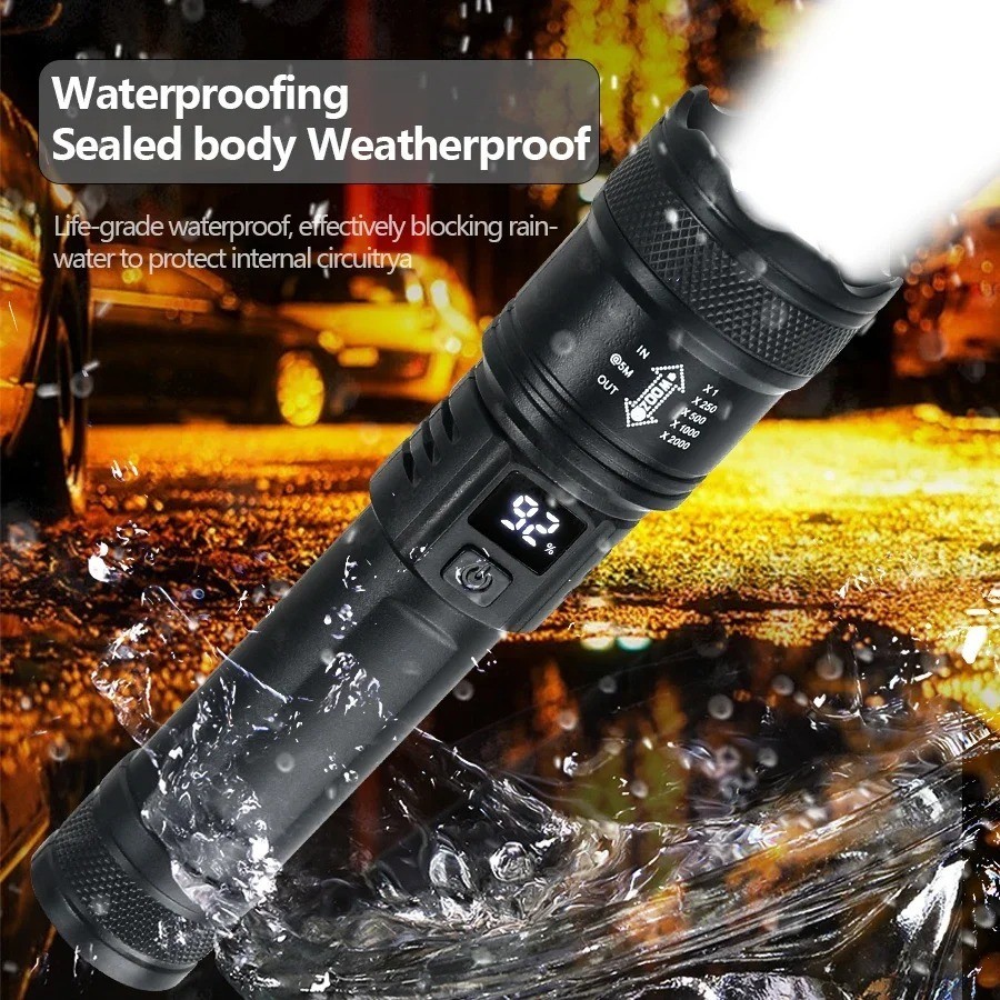 High Power LED Flashlight USB Rechargeable Zoom Torch Camping Emergency Light US