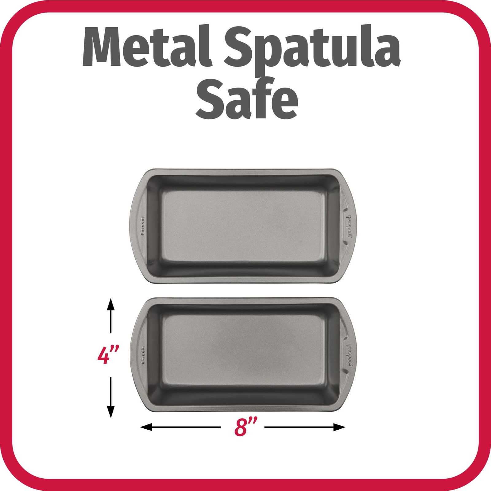 GoodCook Nonstick Loaf Pan 8 x 4-Inch Heavy-Duty 8 x (Set of 2), Gray