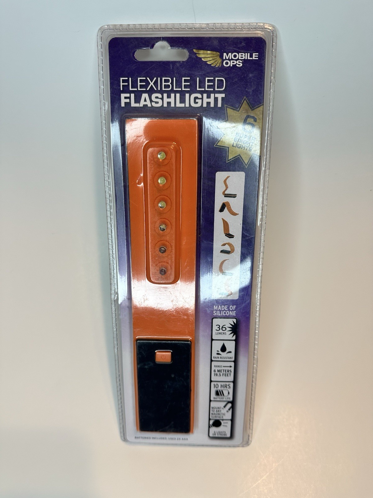 Mobile Ops Magnetic Silicone 6 LED Flexible High Lumens Water-Resistant Orange
