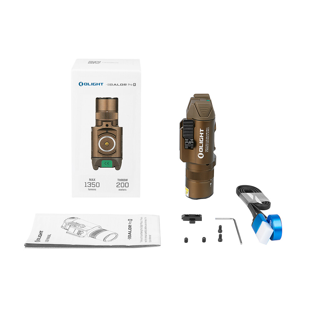 Olight Baldr Pro R Desert Tan Rechargeable Light, LED & Green Laser, 1350 Lumens
