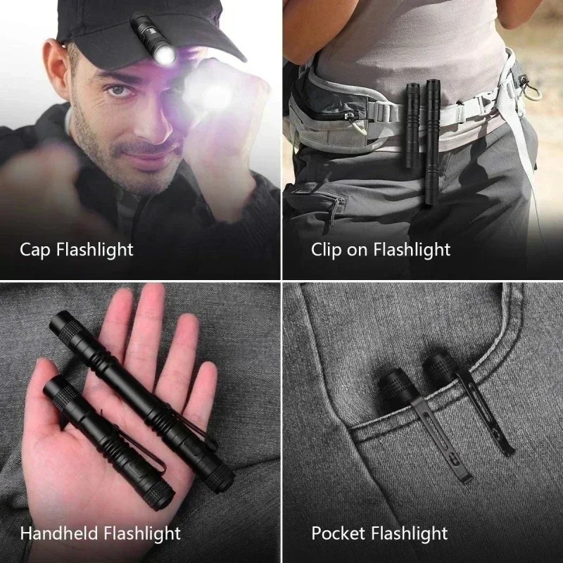 Mini Portable LED Flashlight Powered by AAA Battery with Pen Clip