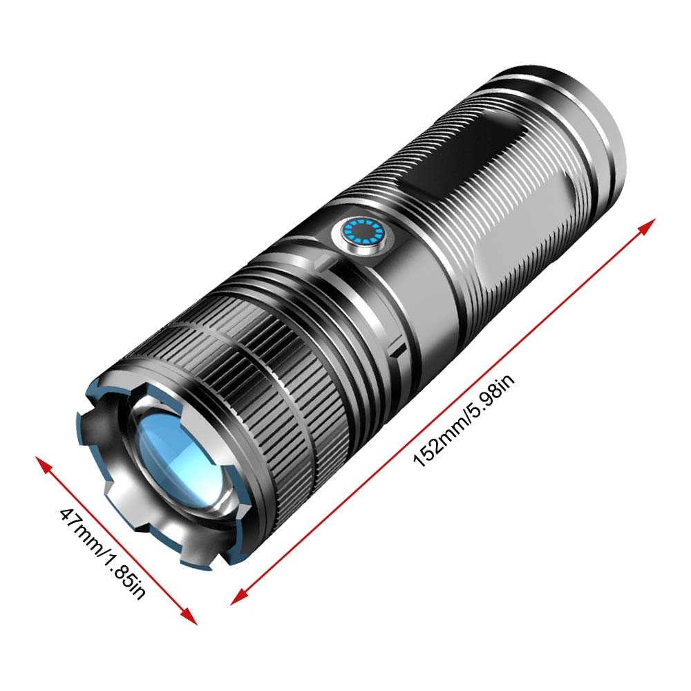 10W Laser White LEP Flashlight Zoom USB Rechargeable Torch High Powerful Light