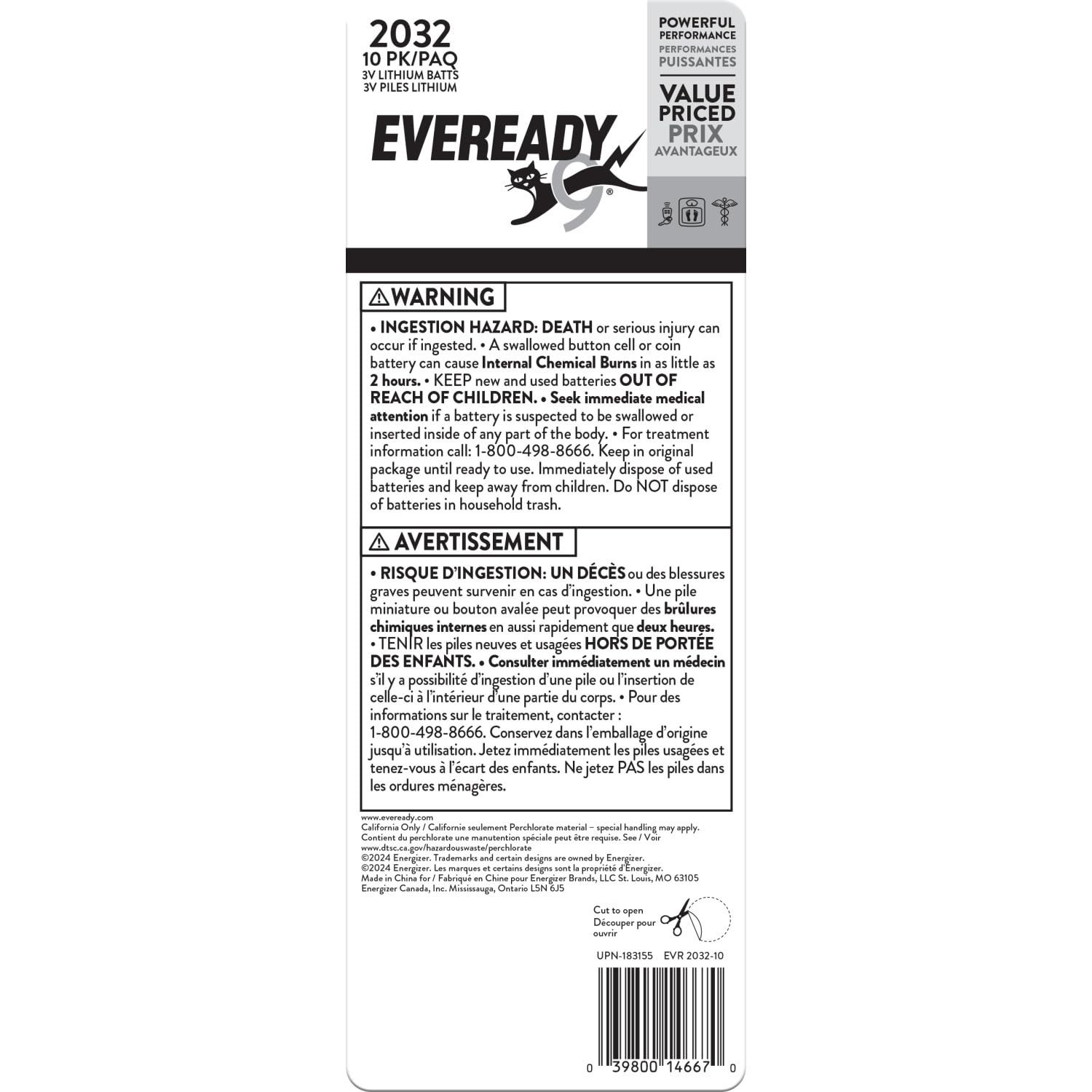 Eveready 2032 Batteries (10 Pack), 3V Lithium Coin Batteries for Watches, Air…