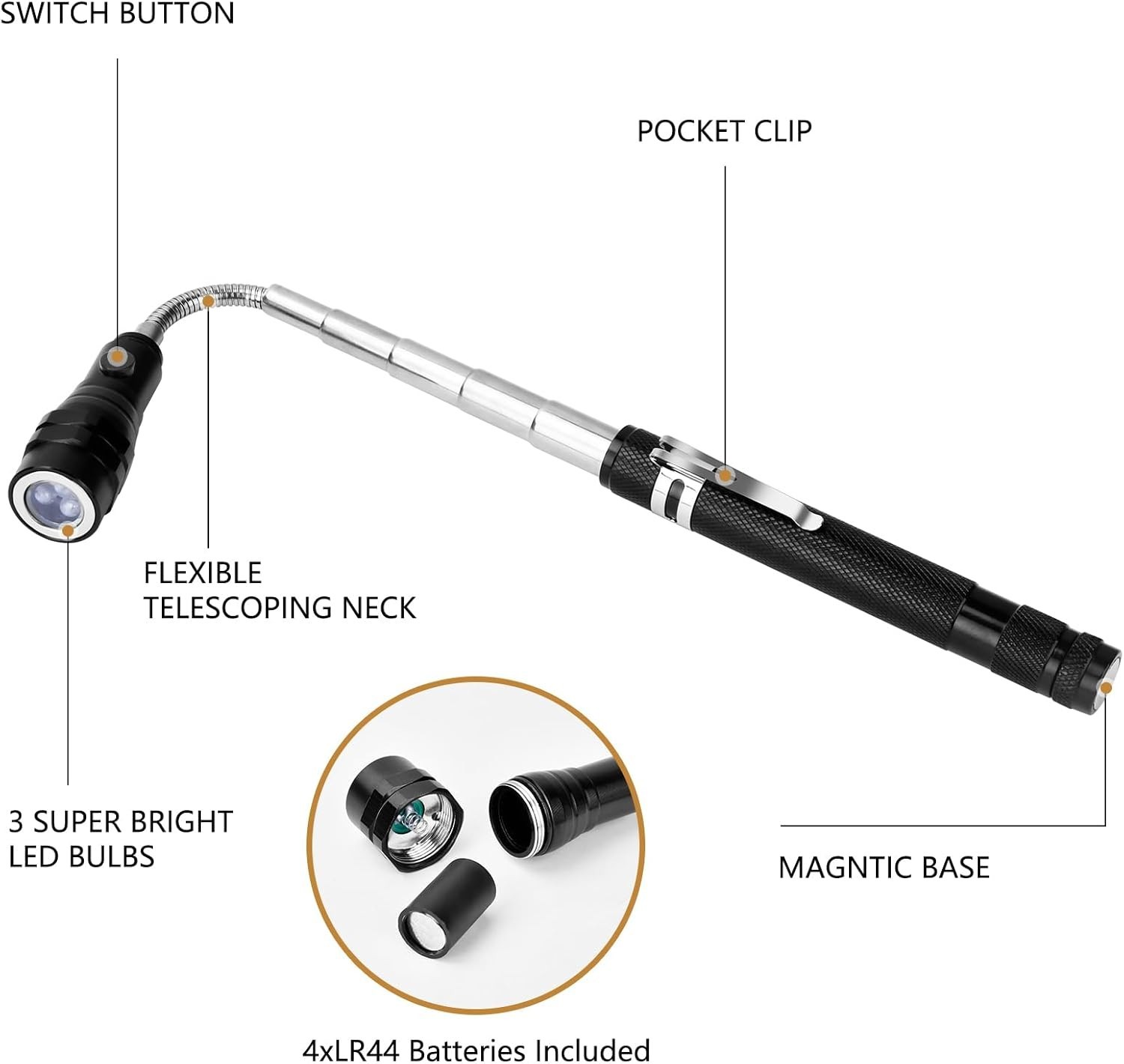 Adjustable Magnetic Pickup Tool with Bright LED – Ideal Gadget for Home Repairs