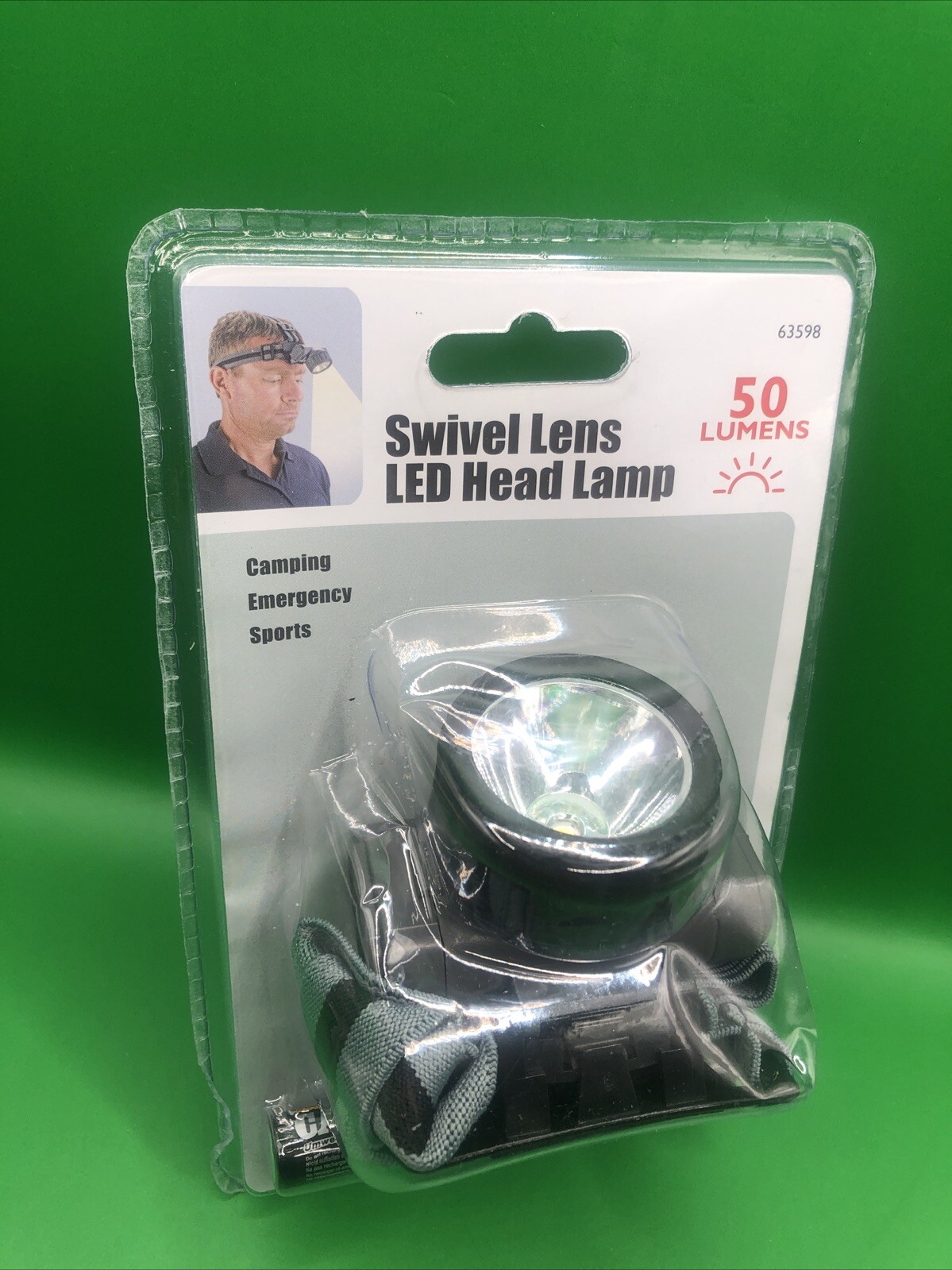 Swivel Lens LED 50 Lumens Headlamp Flashlight with Headband Strap Black/Gray