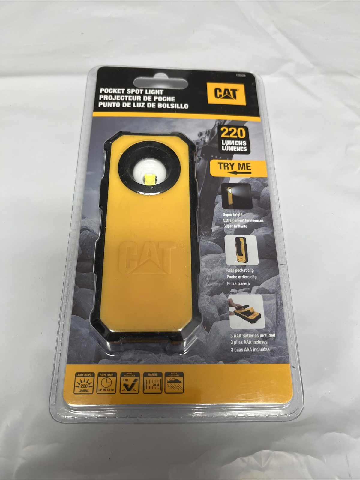 Caterpillar Pocket Spot Light Yellow and Black Body 20m Beam Distance – CT5120