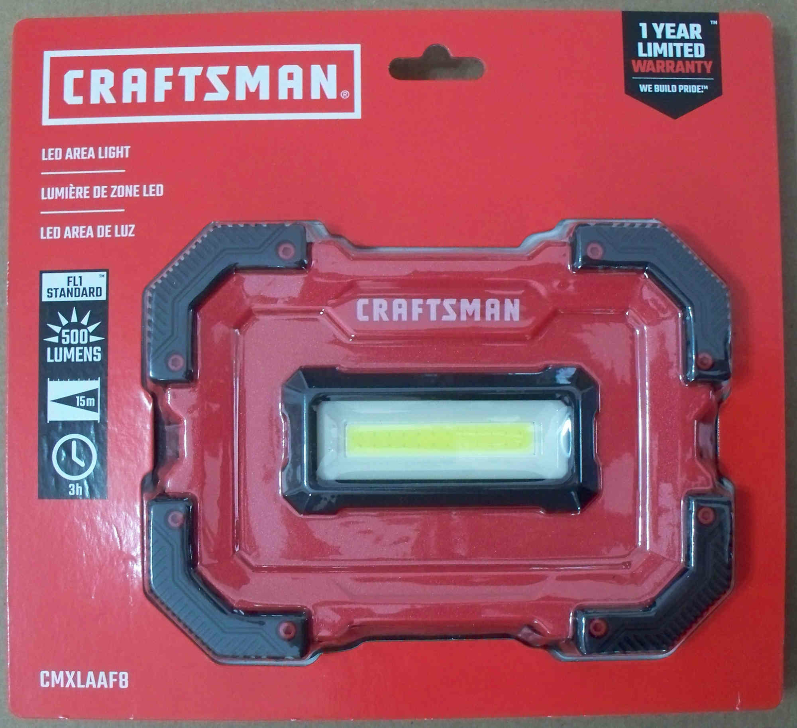 Craftsman LED Area Light-500 Lumens-3 AA Batteries Included-CMXLAAF8-Combo Ship