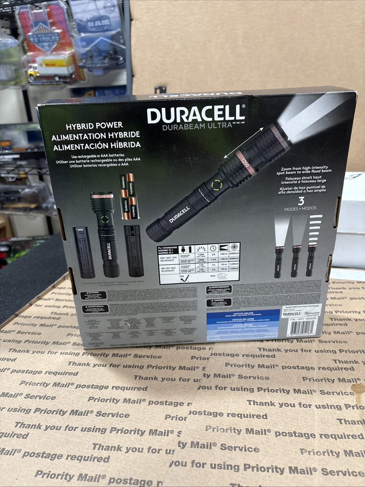 3 Pack -1 Duracell LED Flashlights 1200 Lumens Rechargeable or AAA USB-C Cables