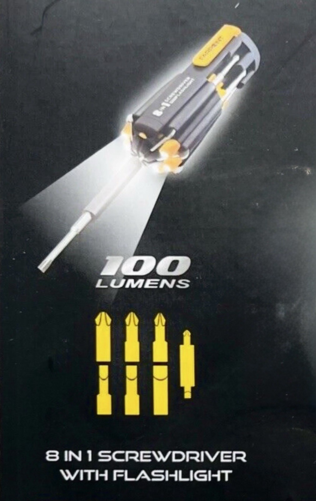 Do-It-All Set: 8 In 1 Screwdriver, Tactical Flashlight, Utility Worklight LED