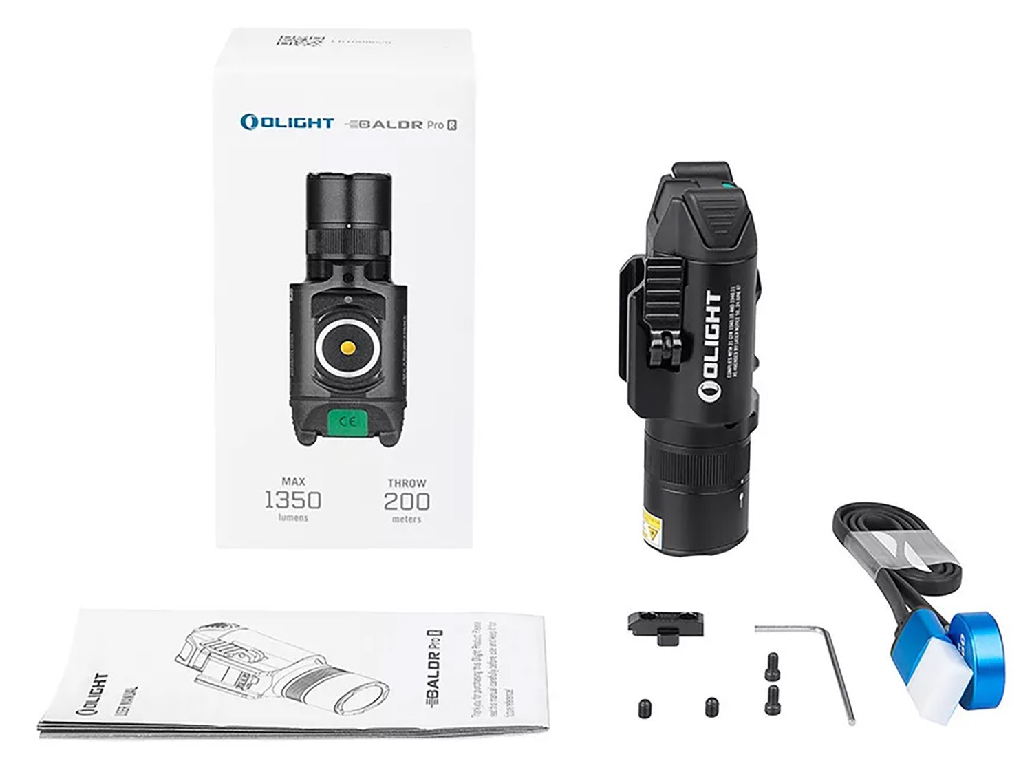 Olight BALDR Pro R Black Tactical Flashlight – 1350 Lumens, Laser, Durable