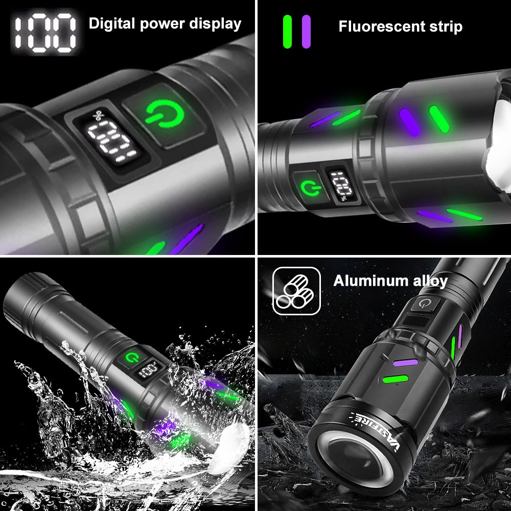 Powerful White Laser LEP Flashlight Torch Zoom USB Rechargeable Burning Light US
