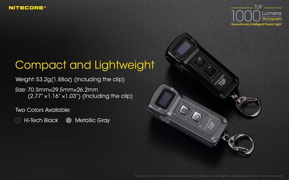 ~NEW~ Nitecore TUP 1000 Lumen Rechargeable EDC Flashlight (Black)