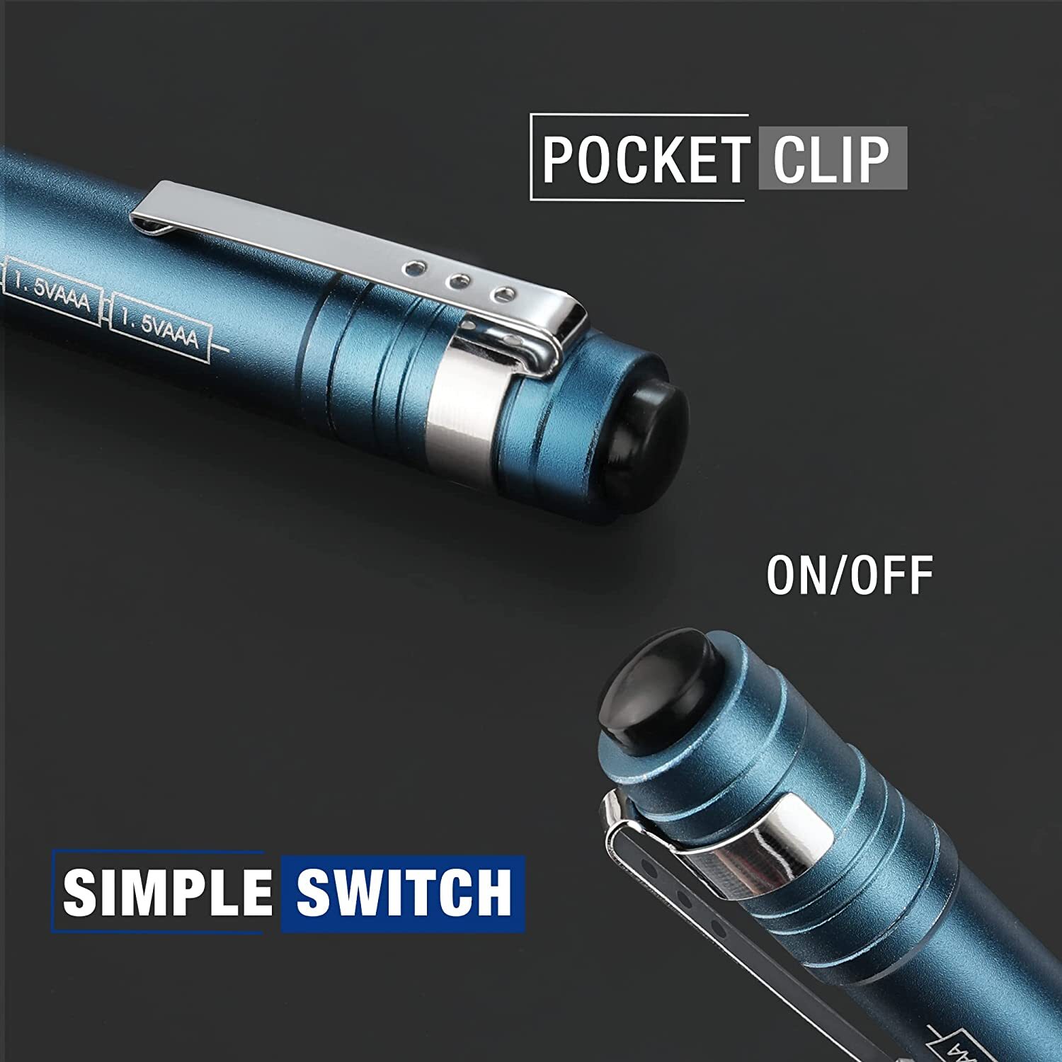 WORKPRO 4-Packs Gray/Blue LED Pen Light Set Pocket Pen Flashlight Penlight Light
