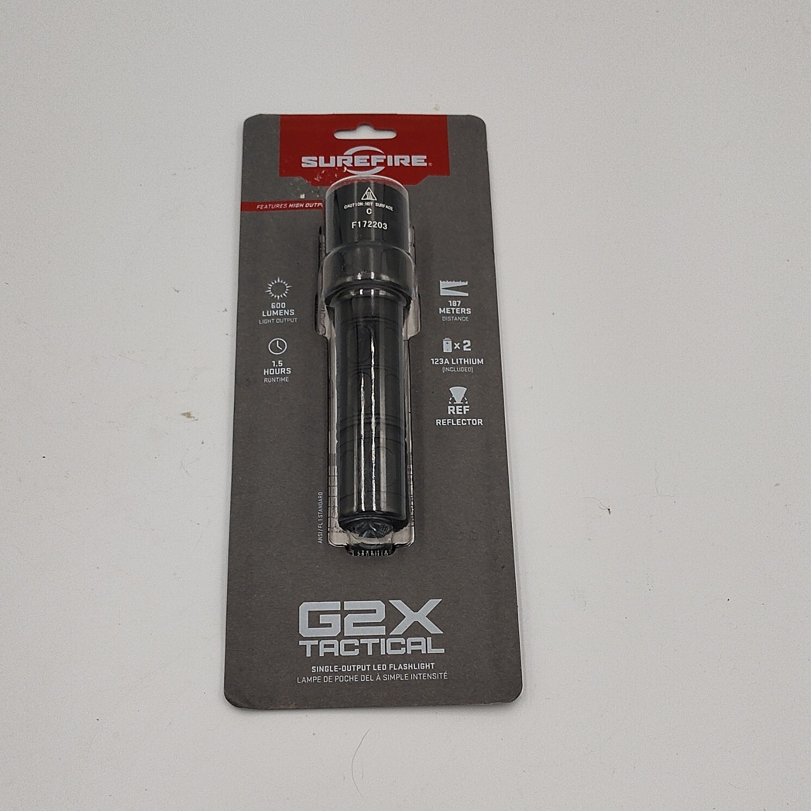 SureFire G2X Tactical LED Flashlight 600 Lumens Black 2x CR123A G2X-C-BK-8M