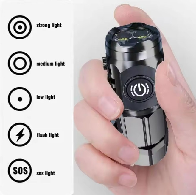 Three-Eyed Mini Flashlight Flash Super Power Waterproof Outdoor Travel
