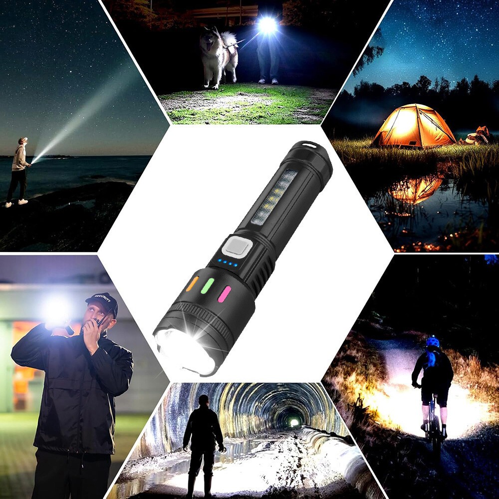 350000000 Lumen Super Bright LED Tactical Flashlight USB Rechargeable Work Light