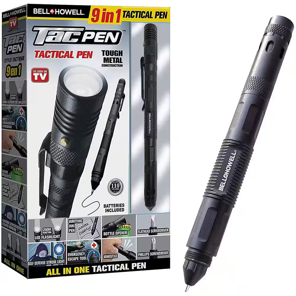 Tac Pen, 9 In. 1 Aluminum 30 Lumens Tactical Pen and Flashlight