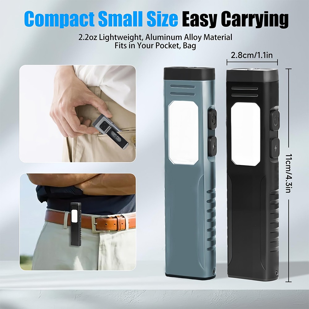 USB Rechargeable Flashlight with Magnetic 7-Mode Clip-on Handheld Flashlight USA