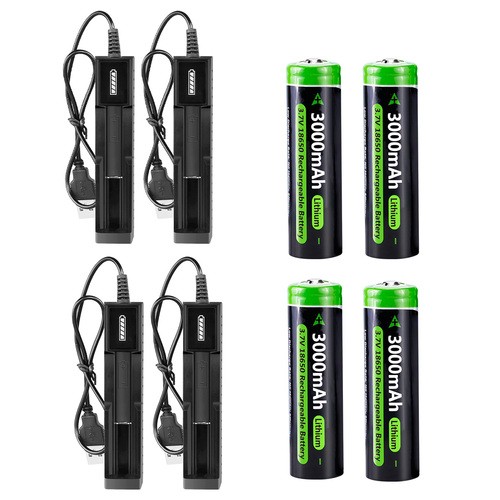 3000mAh Battery 3.7V Rechargeable Batteries Cell +Charger f/ Headlamp Flashlight