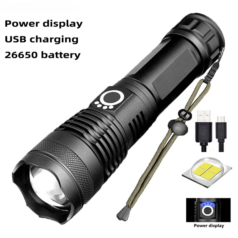 Rechargeable P70 LED Flashlight Tactical Police Torch Zoomable IPX4 Waterproof