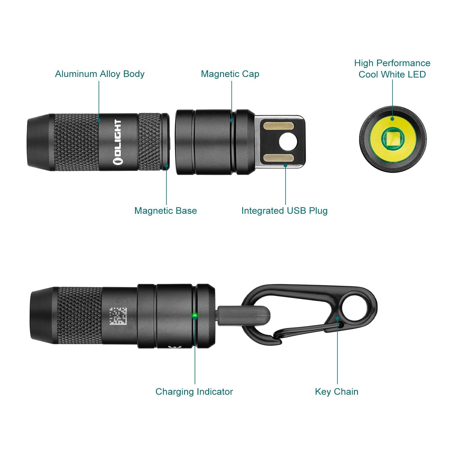 OLIGHT IMINI 2 EDC Rechargeable Keychain Flashlight, 50 Lumens 1 Pack, Black