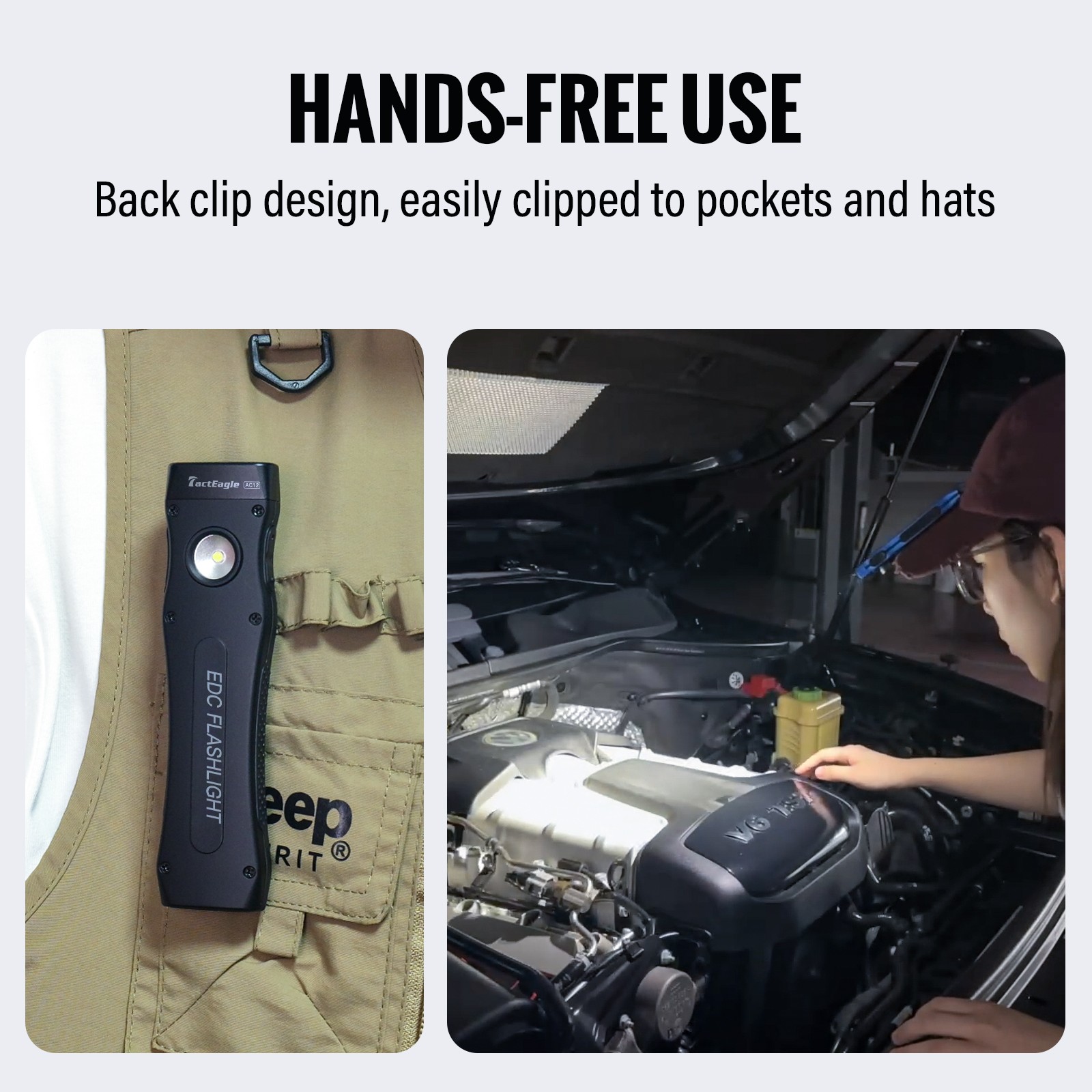 Tacteagle EDC Rechargeable Flat Super Bright LED Flashlight 1000 Lumens Magnetic