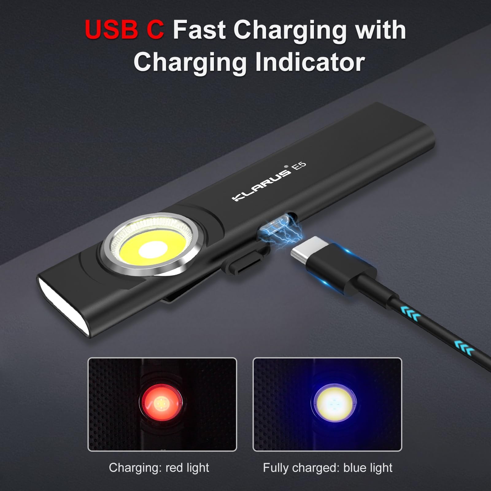 E5 Pocket Flashlight, Rechargeable EDC Flashlight, Super Slim 4.2x1x0.3inch, …