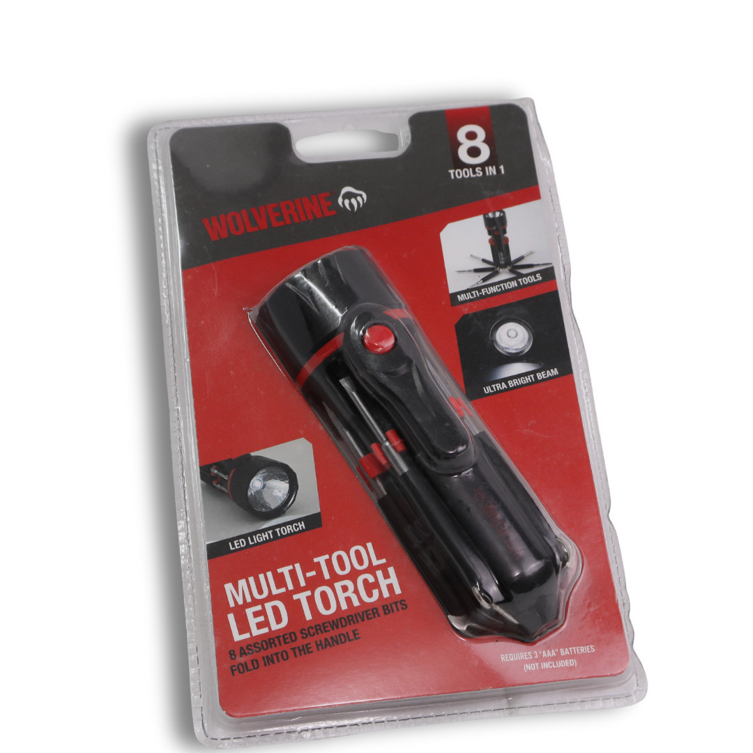 New Wolverine 8-in-1 LED Light Torch Multi-Tool with Screwdriver Bits