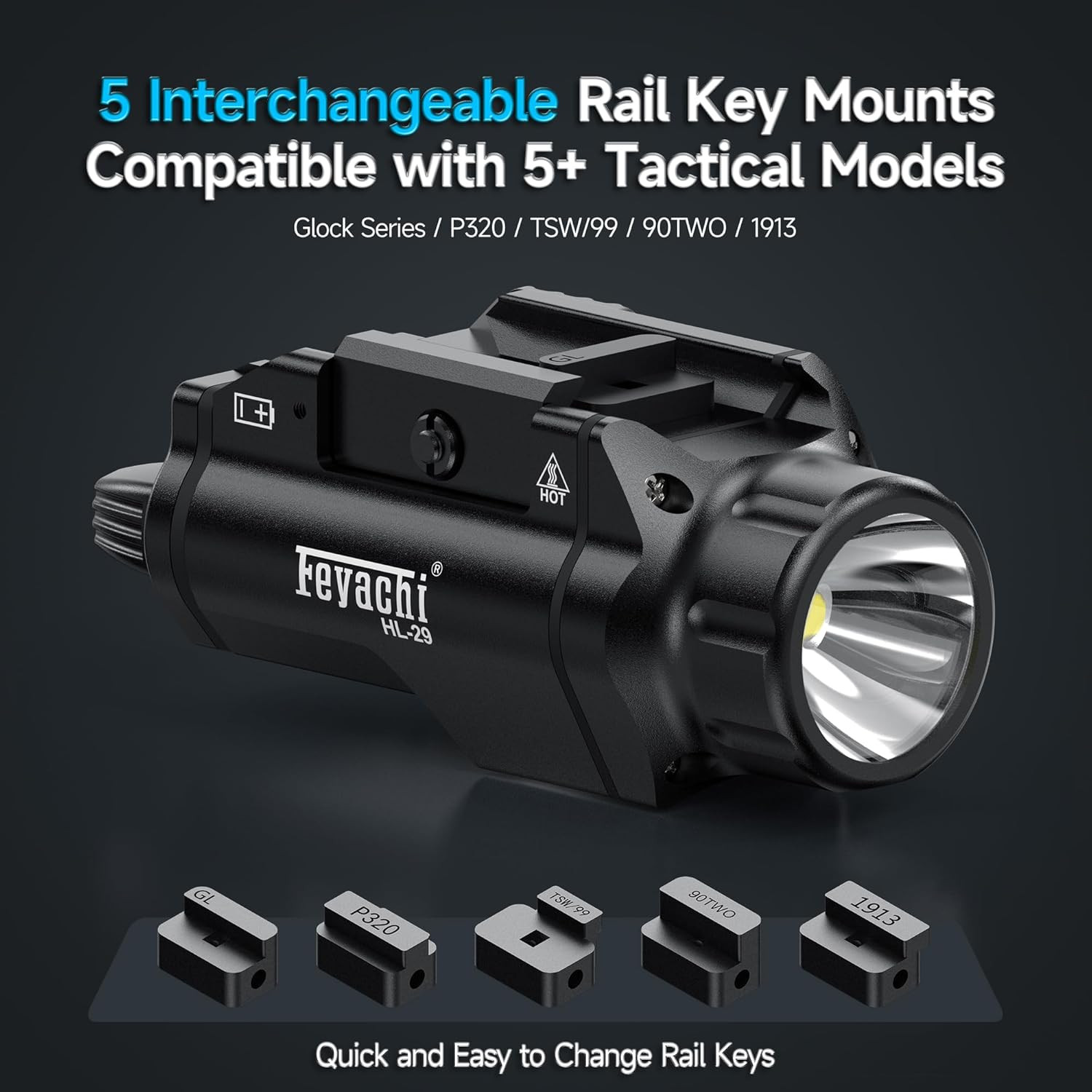 1500 Lumens Tactical Flashlight with Picatinny Rail Adapters, IPX7 Waterproof
