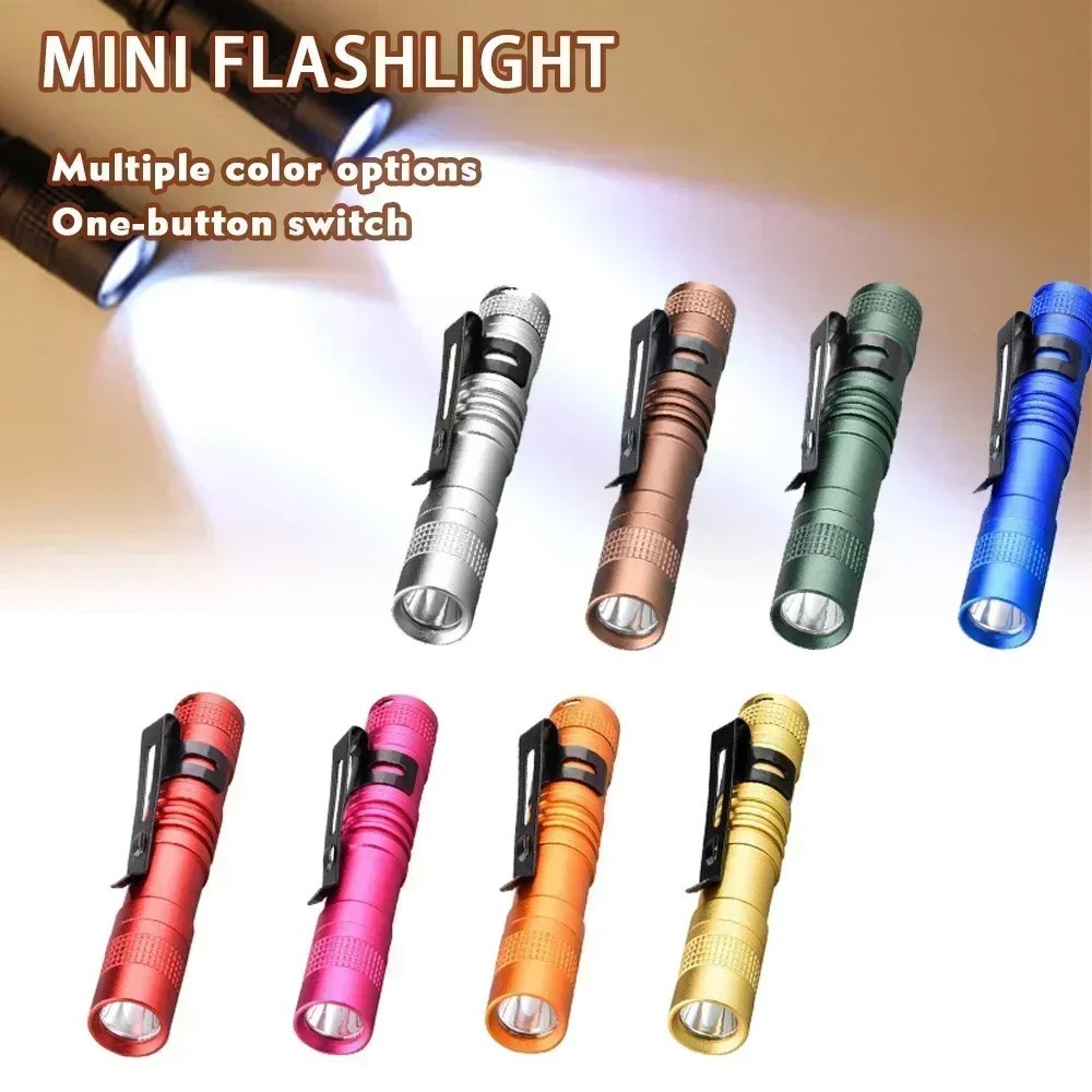 Mini Portable LED Flashlight Powered by AAA Battery with Pen Clip