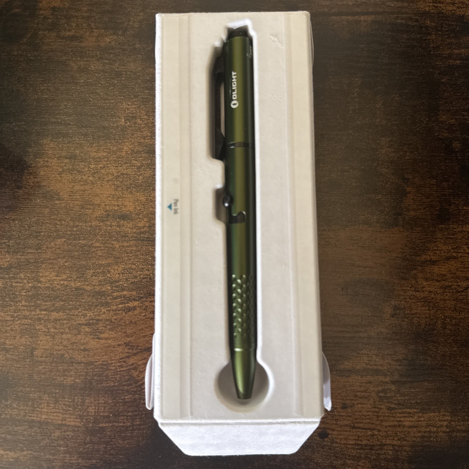 Olight O’Pen 3 EDC Pen with Tip and Clip Lights and Green Pointer Olive Green