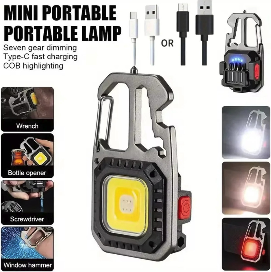 1pc Mini light-emitting diode Keychain Flashlight Rechargeable Multi Tool Cam…