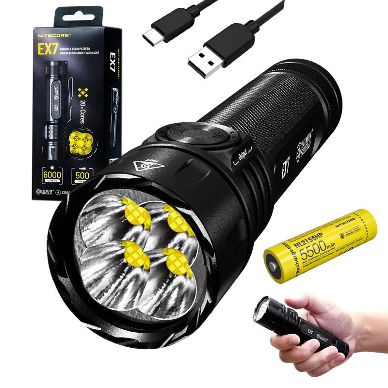 Nitecore EX7 Variable Beam Pattern High Performance LED Rechargeable Flashlight