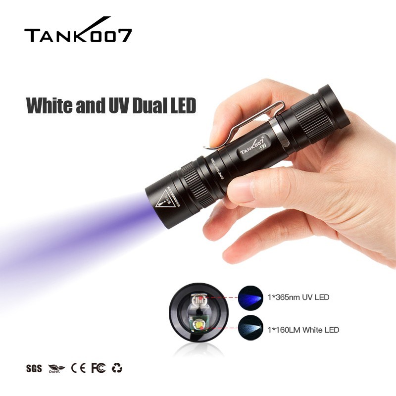 2-in-1 Dual Light LED Flashlight White & UV Black Light for Detection Camping
