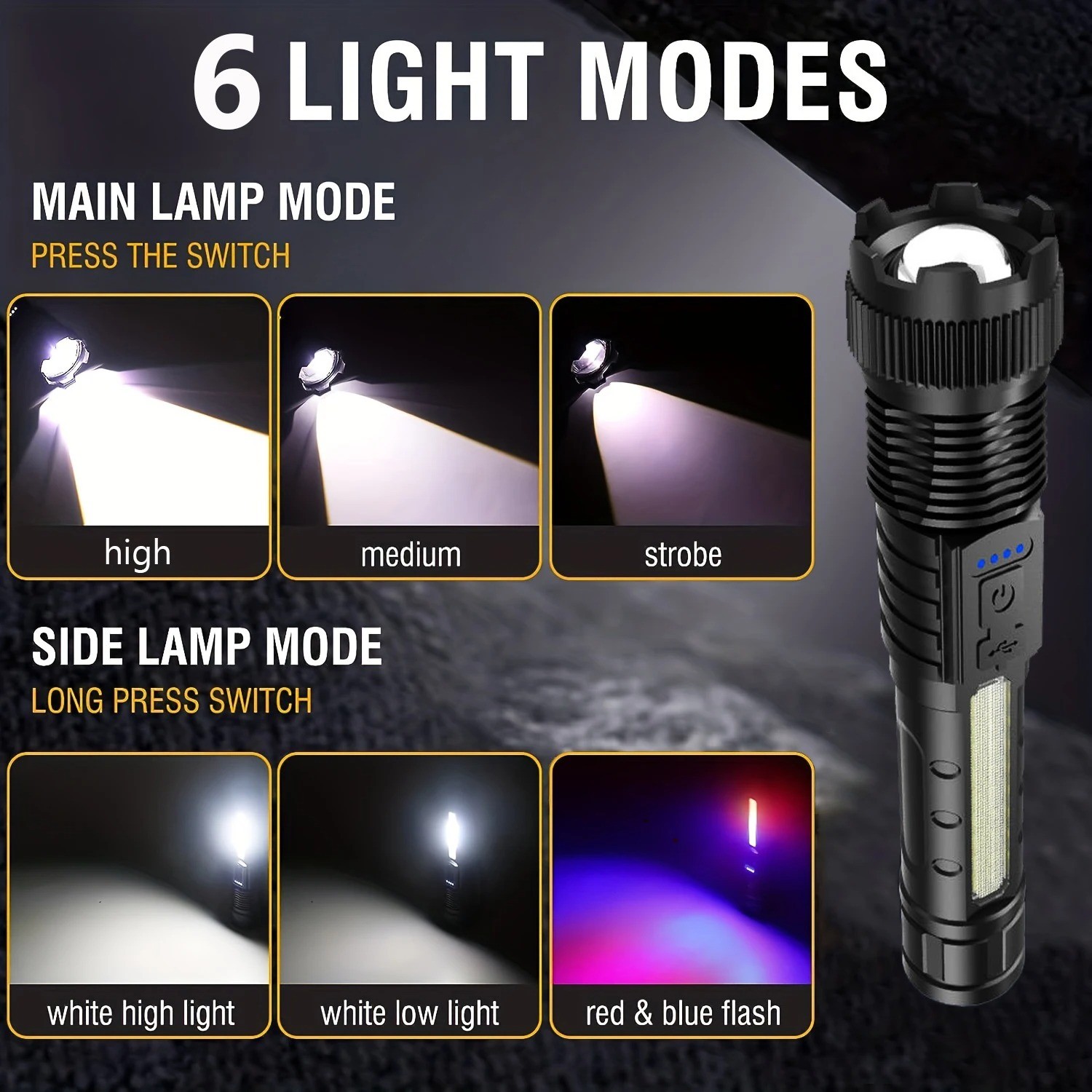 1000000 Lumens Super Bright LED Tactical Flashlight Rechargeable LED Work Lights