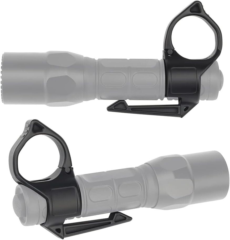 Tactical Flashlight Ring 1” Portable Flashlights Adapter Ring with Pocket Clip